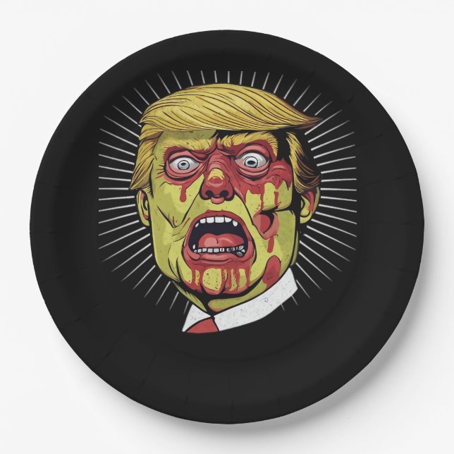 Trumpkin Retro Halloween Pappteller (Vorderseite)
