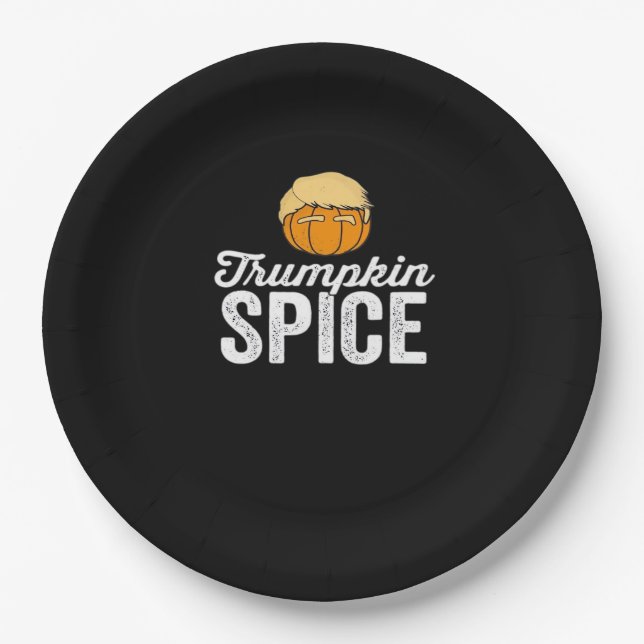 Trumpkin Spice Funny Political Halloween Joke Pappteller (Vorderseite)