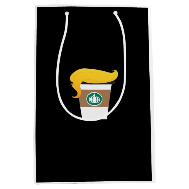 Trumpkin Spice Latte Funny Donald Joke Pumpkin Spi Mittlere Geschenktüte (Vorderseite)