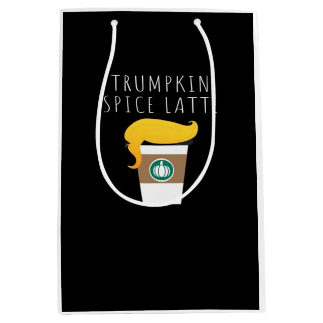 Trumpkin Spice Latte Funny Donald Joke Pumpkin Spi Mittlere Geschenktüte (Vorderseite)