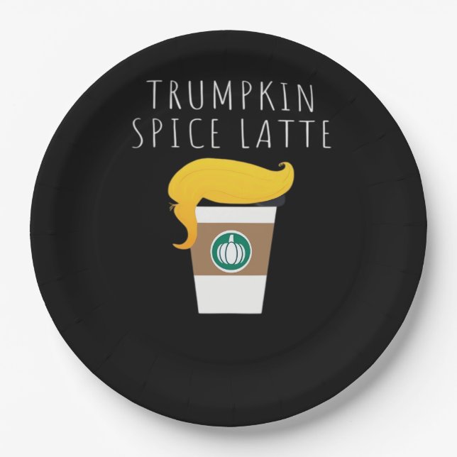 Trumpkin Spice Latte Funny Donald Joke Pumpkin Spi Pappteller (Vorderseite)
