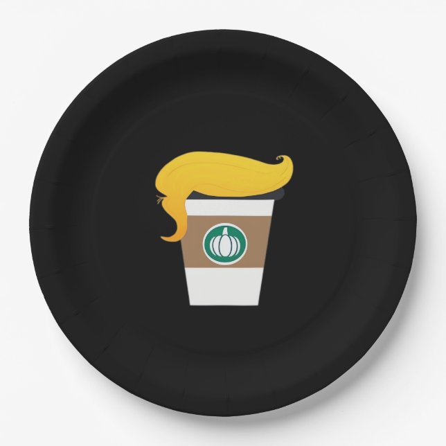Trumpkin Spice Latte Funny Donald Joke Pumpkin Spi Pappteller (Vorderseite)