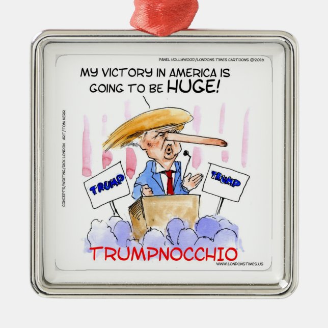 Trumpnocchio Funny Donald Trump Artikel Silbernes Ornament (Vorne)