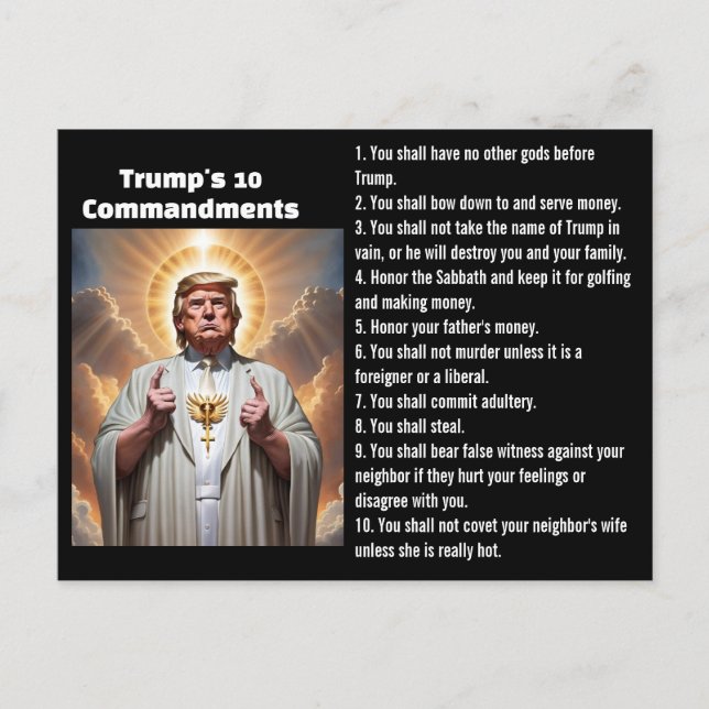 Trumps 10 Gebote Postkarte (Vorderseite)