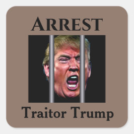 Trumps glänzender Kopf hinter Gefängnisbars Quadratischer Aufkleber