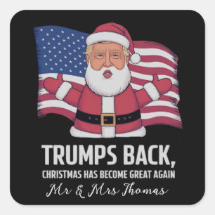Trumps Rücken: Weihnachten ist wieder groß geworde Quadratischer Aufkleber