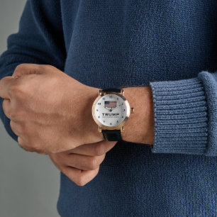 Trumps Uhr Rose Gold und Leder 44 mm