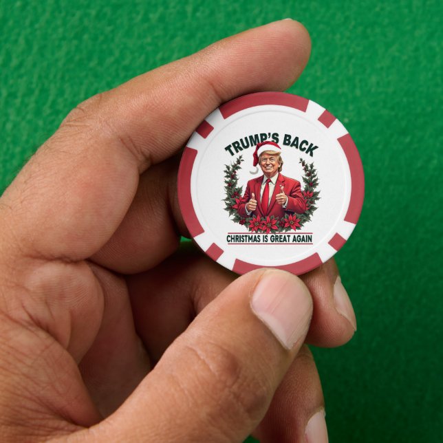 Trumps Zurück Weihnachten ist wieder großartig Wei Pokerchips (Hand)