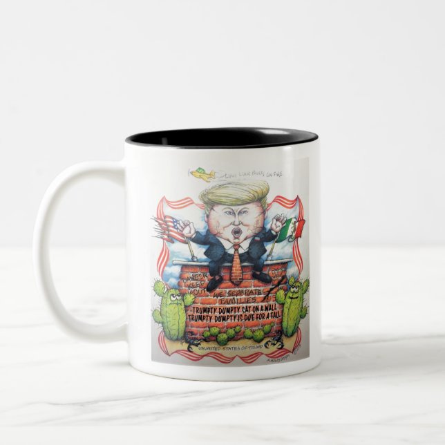 TRUMPTY DUMPTY SAT AUF EINER WAND ZWEIFARBIGE TASSE (Links)