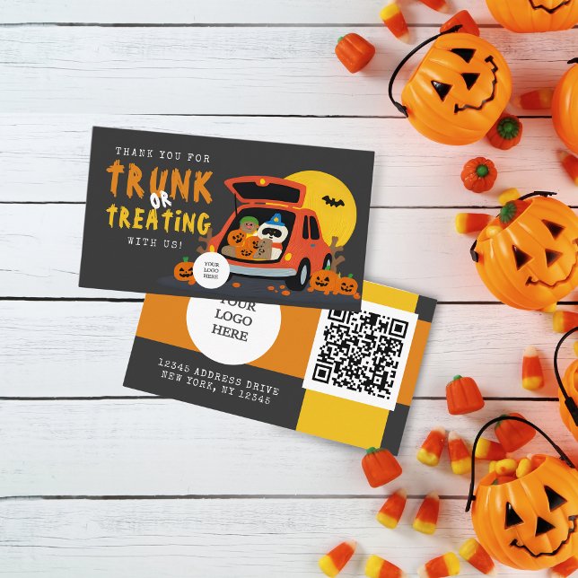 Trunk oder Leckerei Halloween Ghoulish Pumpkin Visitenkarte (Trunk or Treat Halloween Coupon Business Cards Pack of 100. Pumpkin Trunk Design)