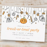 Trunk oder Leckerei Party Modernes Halloween Einla Postkarte<br><div class="desc">Statt der traditionellen Trick-oder-Leckerei,  feiern Stamm-oder-Leckerei mit Freunden und Nachbarn!</div>