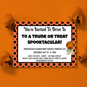 Trunk oder Leckerei Pumpkin Dots Kinder Halloween- Einladung