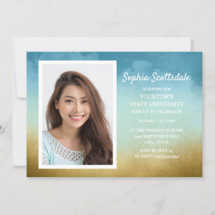 Trunk Party Dorm Shower Sky Blue Gold Foto Girl Einladung