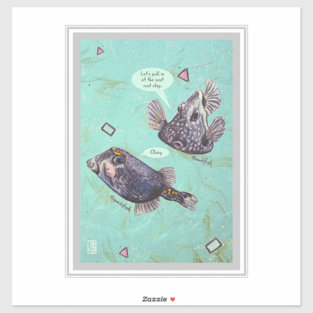 Trunkfish 14" x 14" Vinyl-Koffer Aufkleber (Blatt)
