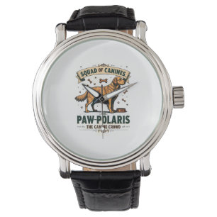 Trupp Hunde Vintage-Hund-Wortspiel-Grafik mit Gold Armbanduhr
