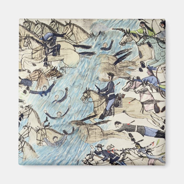 Truppen werden über den Fluss getrieben (Tinte auf Magnet (Vorne)