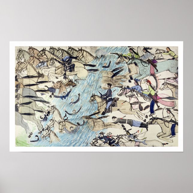 Truppen werden über den Fluss getrieben (Tinte auf Poster (Vorne)