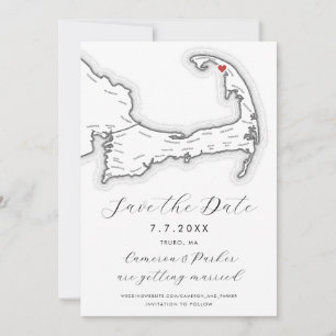 Truro MA Cape Cod Karte Schwarz-Weiß Hochzeit