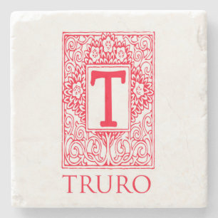 Truro roter Monogramm-Stein-Untersetzer Steinuntersetzer
