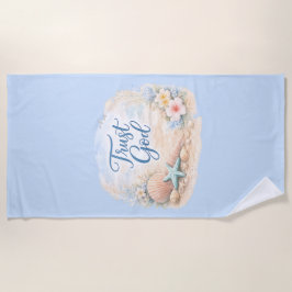 "Trust God" Coastal Beach Watercolor Christian Strandtuch