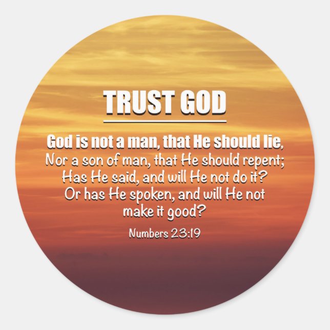 TRUST GOD Inspiration Christliche Schrift Runder Aufkleber (Vorderseite)