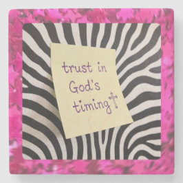 Trust in God's Timing pink glitter zebra y2k Steinuntersetzer