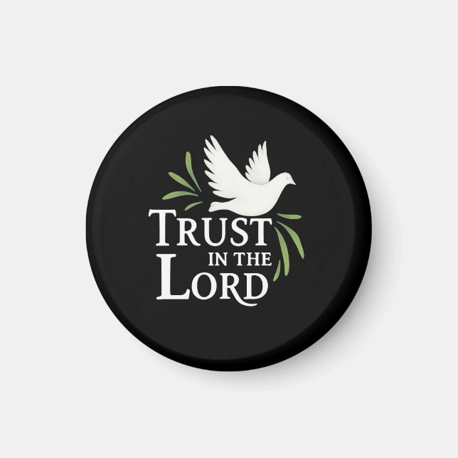 Trust in the Lord White Dove Christian Paper Plate Magnet (Vorne)