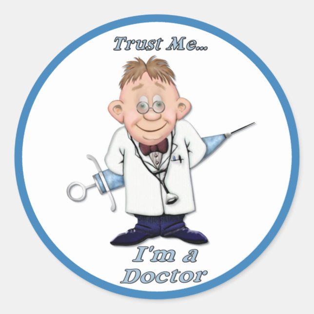 Trust Me Doc Runder Aufkleber (Vorderseite)
