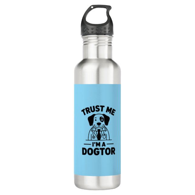 Trust Me I’m a Dogtor Edelstahlflasche (Vorderseite)
