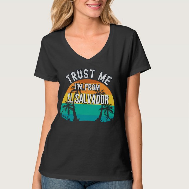 Trust Me I'm From El Salvador Tropical Trees Vinta T-Shirt (Vorderseite)