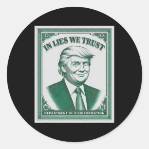 "Trust Niemand" - Trump Banknote Parody 2 Runder Aufkleber