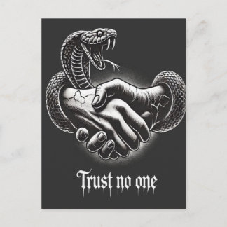 Trust No One — Snake Handshake Vintage Tattoo Desi Postkarte