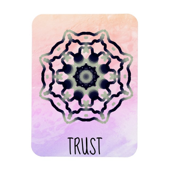 *~* "TRUST" Pink Black Gray Mandala Herz Chakra Magnet (Vertikal)