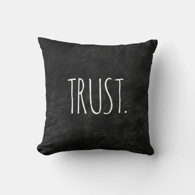 TRUST Text auf schwarzem Leder Kissen (Vorderseite)