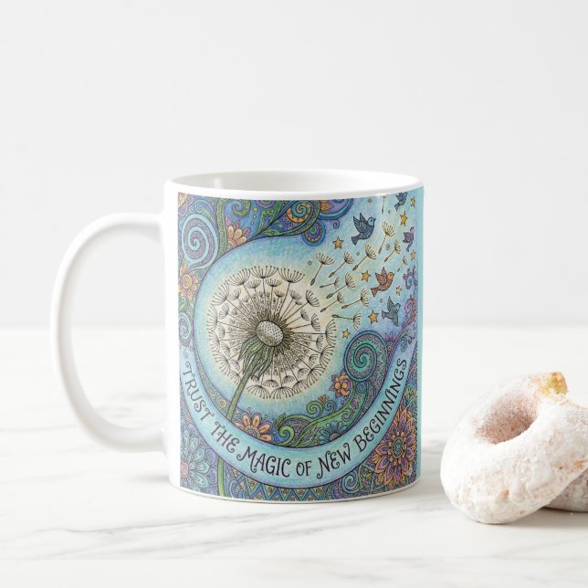 Trust The Magic of New Beginnings Personalized Mug Kaffeetasse (Mit Donut)