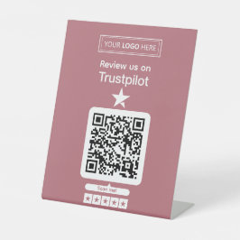 Trustpilot-Bewertungsanfrage mit scannbarem QR-Cod Sockelschild