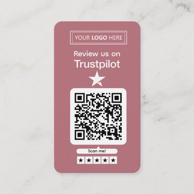 Trustpilot-Bewertungsanfrage mit scannbarem QR-Cod Visitenkarte (Vorderseite)