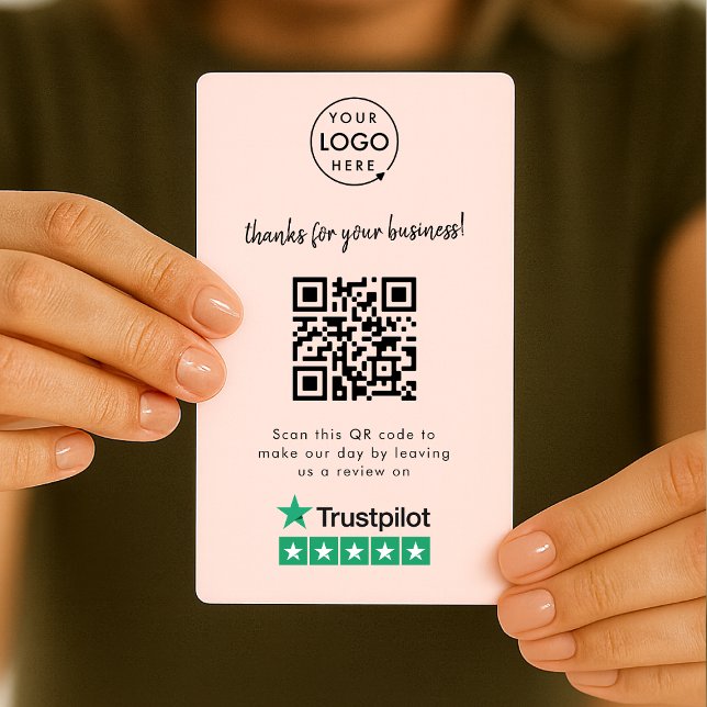 Trustpilot Reviews Business Review | Us Pink QR Visitenkarte (Gain Trustpilot reviews & grow your business with this rating request editable business card.)