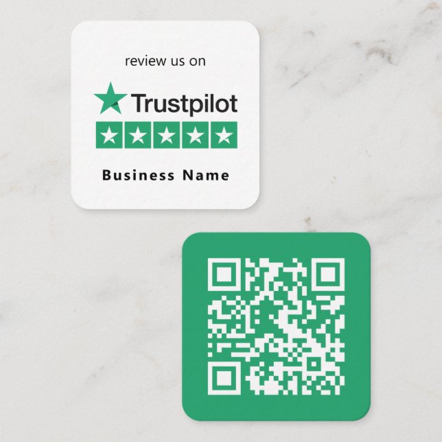 Trustpilot-Überprüfungen | Business QR Code Minima Quadratische Visitenkarte (Vorne/Hinten)