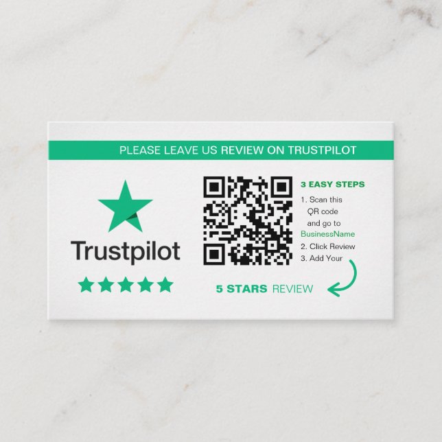 Trustpilot-Überprüfungen | Business QR Code Vielen Visitenkarte (Vorderseite)
