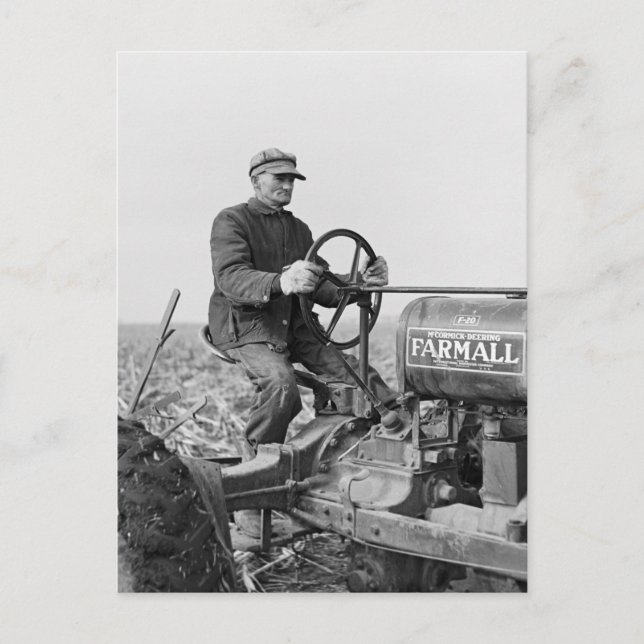 Trusty Old Tractor, 1930er Postkarte (Vorderseite)