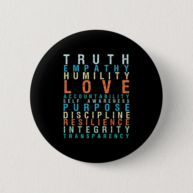 Truth Love Empathy Self Awareness Insrational Word Button (Vorderseite)