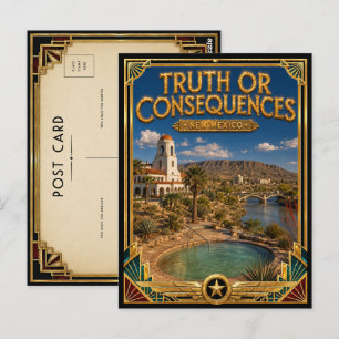 Truth or Consequences New Mexico Vintage Art Deco Postkarte