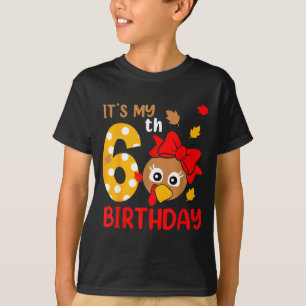 Truthahn 6. Geburtstag Herbst Thanksgiving Party J T-Shirt