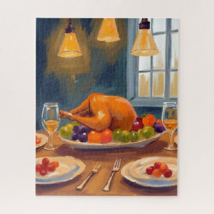 Truthahn Abendessen   Frohes Erntedankfest Gemalte Puzzle