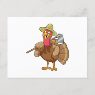 Truthahn als Landwirt Postkarte