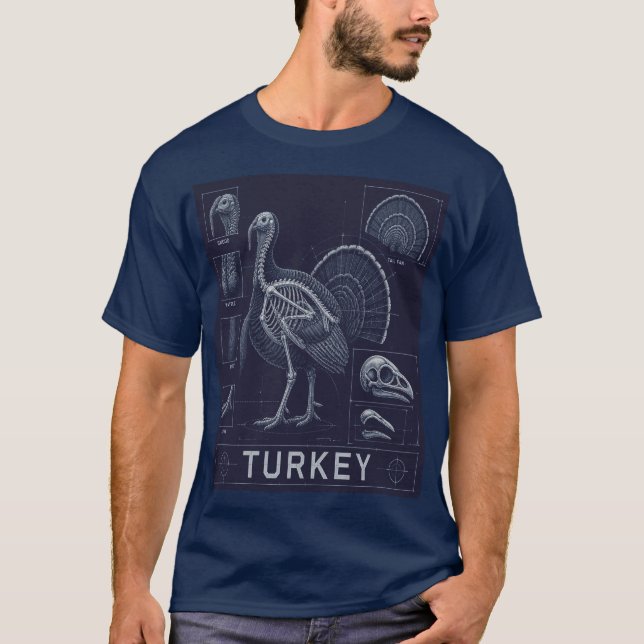 Truthahn-Anatomie-Blueprint T-Shirt (Vorderseite)