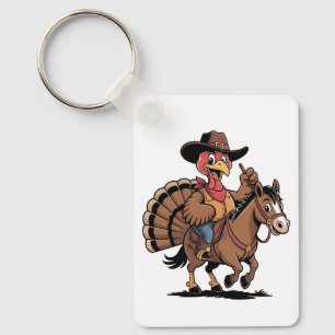 Truthahn auf einem Pferd reitend Cowboy Truthahn E Schlüsselanhänger