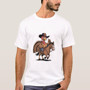 Truthahn auf einem Pferd reitend Cowboy Truthahn E T-Shirt