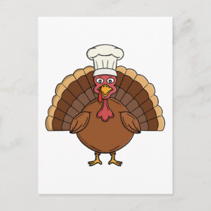 Truthahn-Chef-Cartoon-Thanksgiving Postkarte